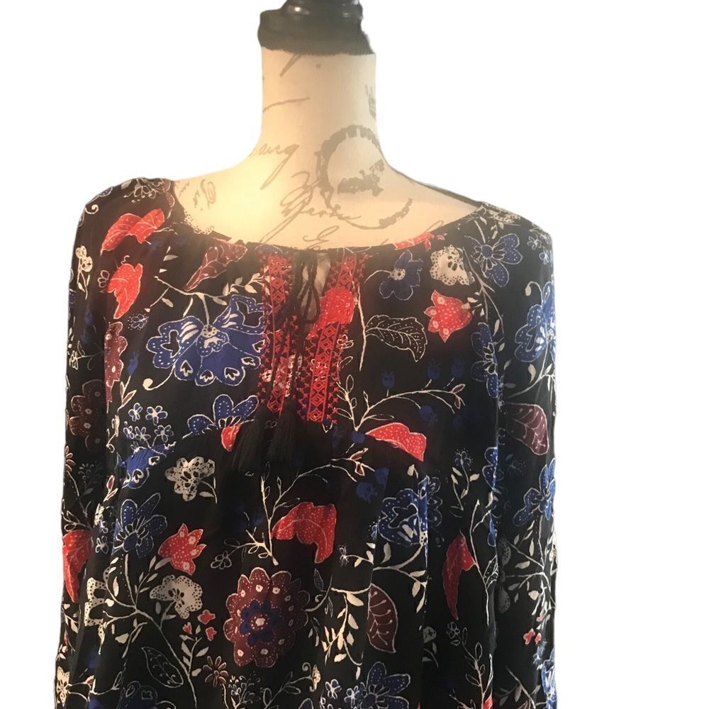 Old Navy Multicolor Floral Blouse Women's Medium Long Sleeve - Picture 7 of 11